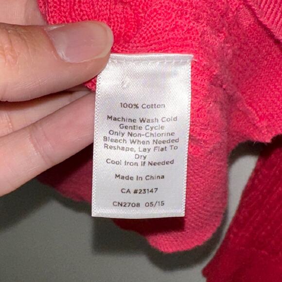Talbots Womens Cable Knit Cardigan Size M Button Down Pink Pima Cotton Career - Picture 5 of 7